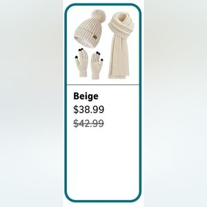 Beige Knit Winter Accessory Set